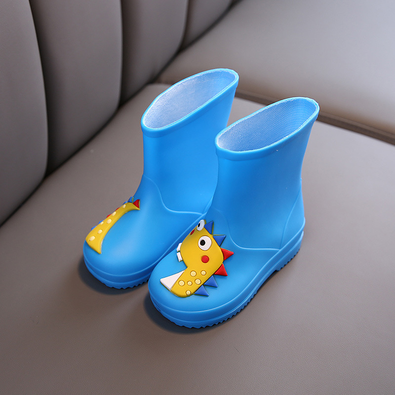 Детски ботуши за дъжд с карикатурен принт, леки, водоустойчиви, подплатени с флис и нехлъзгаща подметка, за възраст 1-6 години