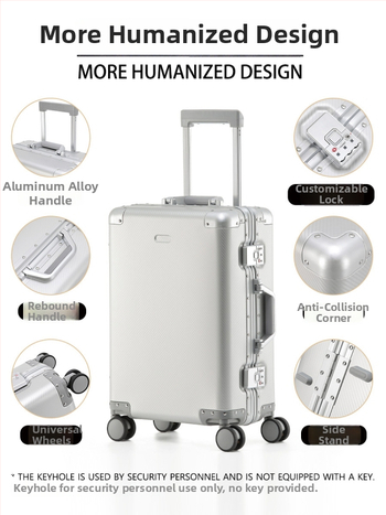 Putni kofer od aluminijsko-magnezijske legure s TSA zaključavanjem na lozinku, 360° kotači, težina 4,75 kg, unutarnja podstava Peach Skin Velvet