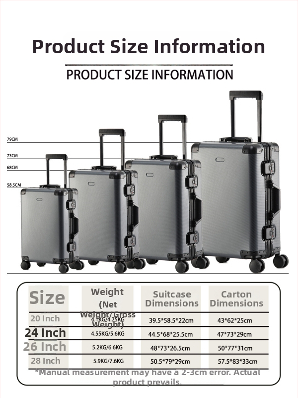 Putni kofer od aluminijsko-magnezijske legure s TSA zaključavanjem na lozinku, 360° kotači, težina 4,75 kg, unutarnja podstava Peach Skin Velvet