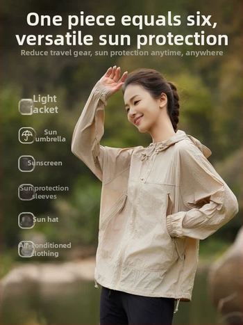 Unisex ultralagana jakna s UV zaštitom UPF50+, 100% najlon, prozračna, brzo se suši, kapuljača, za ljetne aktivnosti na otvorenom