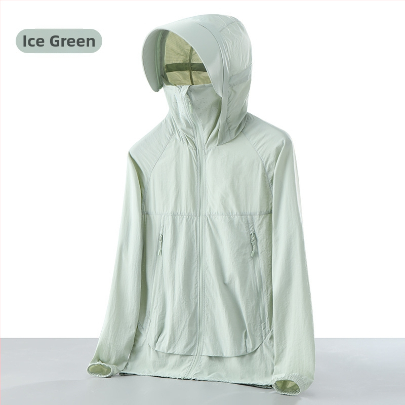 Unisex ultralagana jakna s UV zaštitom UPF50+, 100% najlon, prozračna, brzo se suši, kapuljača, za ljetne aktivnosti na otvorenom