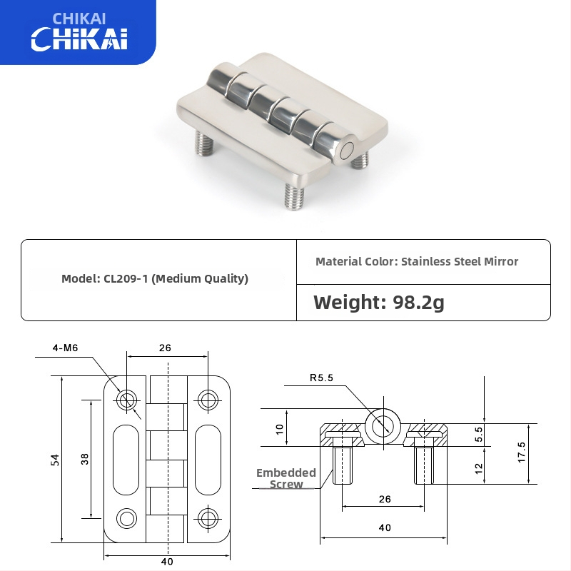 CL209 cinkötvözetű szokványos négyszögletes csukló disztribúciós dobozokhoz — modellek CL209-1, CL209-A, CL209-1C; anyag: cinkötvözet; felületkezelés: elektroplakkolás és polírozás; márka: Chikai