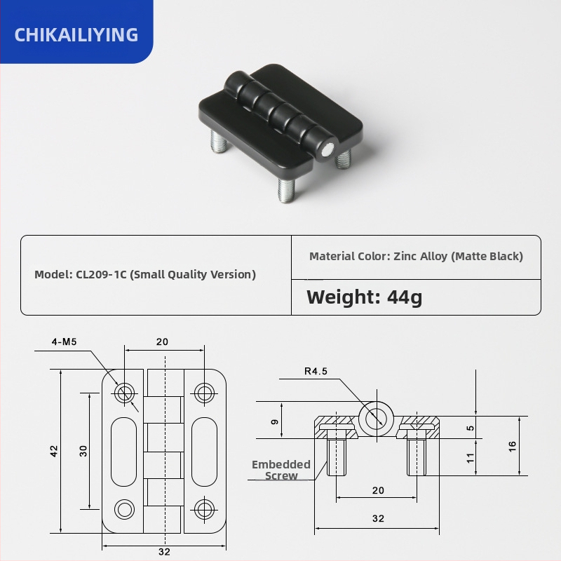 CL209 cinkötvözetű szokványos négyszögletes csukló disztribúciós dobozokhoz — modellek CL209-1, CL209-A, CL209-1C; anyag: cinkötvözet; felületkezelés: elektroplakkolás és polírozás; márka: Chikai
