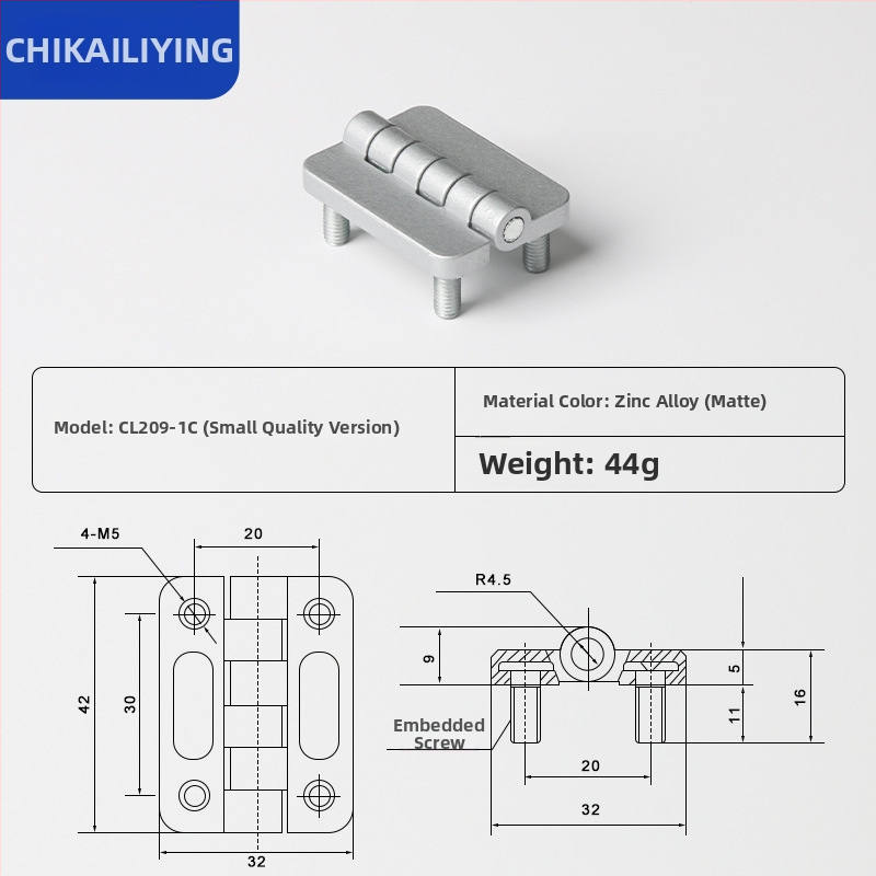 CL209 cinkötvözetű szokványos négyszögletes csukló disztribúciós dobozokhoz — modellek CL209-1, CL209-A, CL209-1C; anyag: cinkötvözet; felületkezelés: elektroplakkolás és polírozás; márka: Chikai
