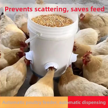 Автоматична хранилка за кокошки с защита от мишки, пластмасова конструкция, пълен комплект за автоматично хранене, подходяща за аквариум