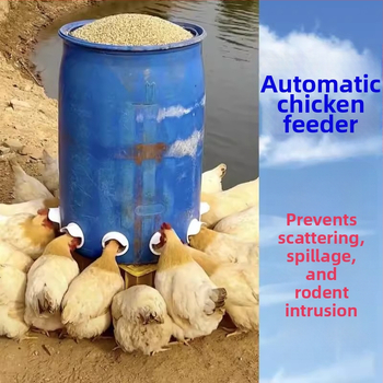 Автоматична хранилка за кокошки с защита от мишки, пластмасова конструкция, пълен комплект за автоматично хранене, подходяща за аквариум