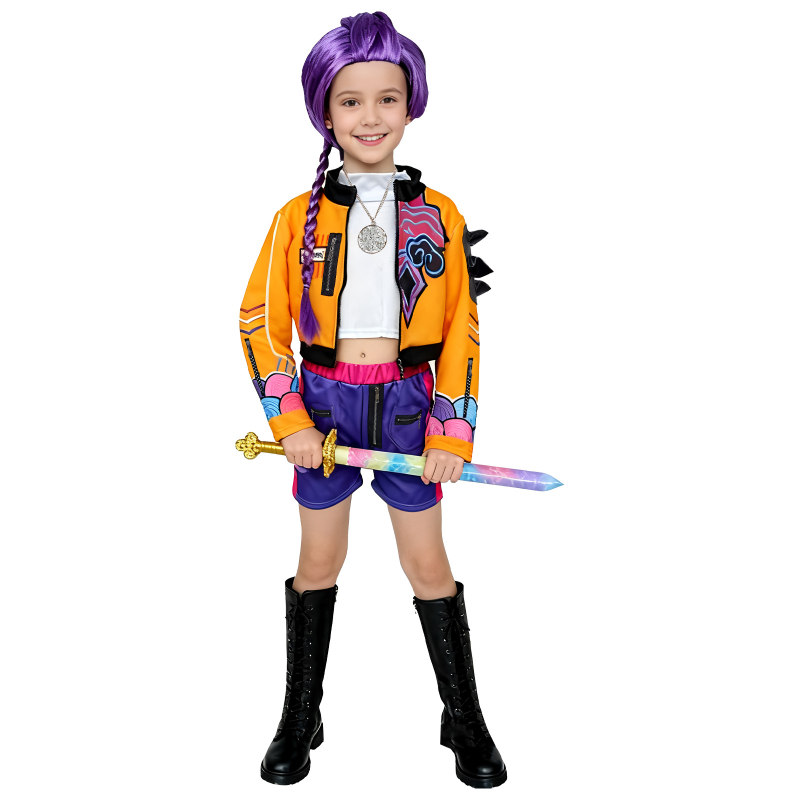 K-POP démonvadász lánycsoport cosplay jelmez – karakter Misuya, gyerek jelmez iskolai előadásokhoz, poliészter, 2026 tavasz, trendi japán/koreai stílus, gyűrődésálló, nyakcímke