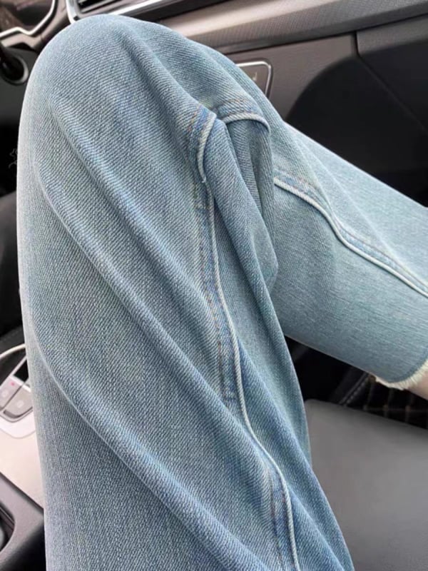 Τζιν εγκυμοσύνης από βαμβάκι με ελαστικότητα τετραπλής κατεύθυνσης και στήριξη κοιλιάς, φαρδιά γραμμή, 70-80% βαμβάκι