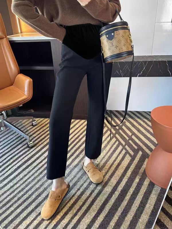 Τζιν εγκυμοσύνης από βαμβάκι με ελαστικότητα τετραπλής κατεύθυνσης και στήριξη κοιλιάς, φαρδιά γραμμή, 70-80% βαμβάκι