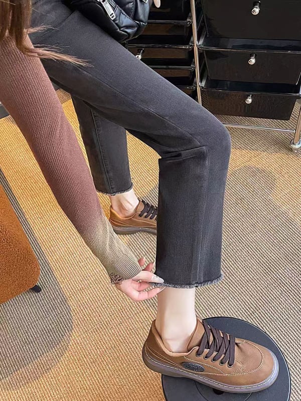 Τζιν εγκυμοσύνης από βαμβάκι με ελαστικότητα τετραπλής κατεύθυνσης και στήριξη κοιλιάς, φαρδιά γραμμή, 70-80% βαμβάκι