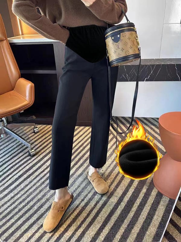 Τζιν εγκυμοσύνης από βαμβάκι με ελαστικότητα τετραπλής κατεύθυνσης και στήριξη κοιλιάς, φαρδιά γραμμή, 70-80% βαμβάκι