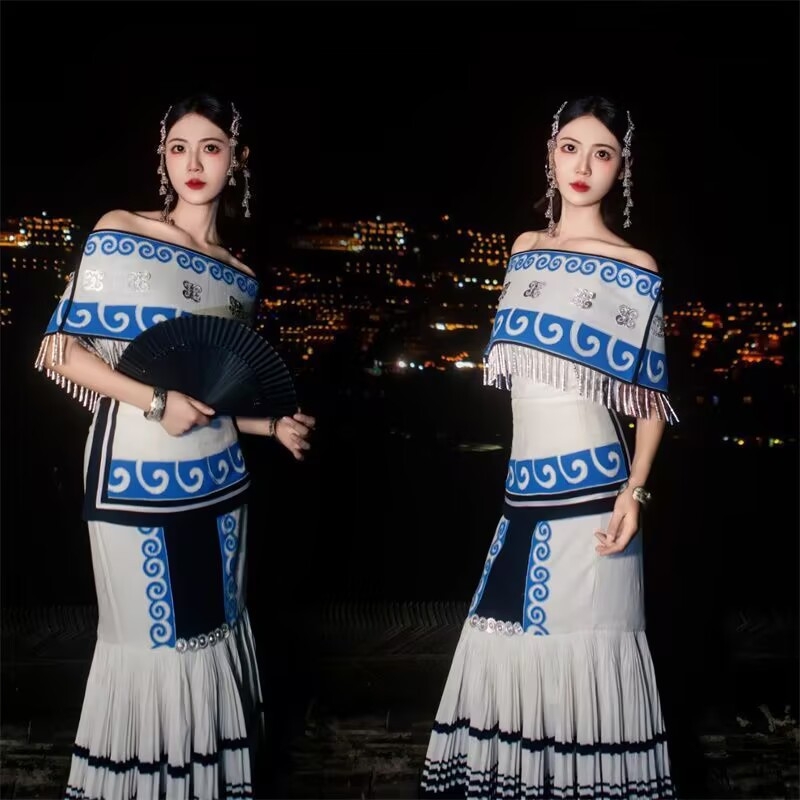 Yi etnički studijski kostim za foto snimanje - poliester na pozornicu odjeća za žene 18–24, proljeće 2025