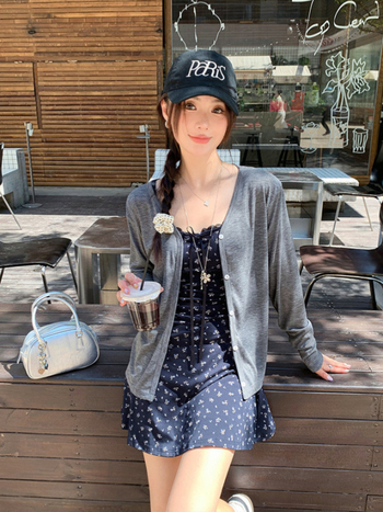 Női Lyocell (Tencel) és poliészter kardigán - laza szabású, UPF50+ napvédelem, háromgombos zár, 2025 tavasz