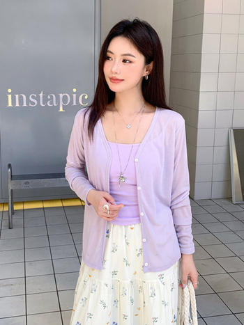 Női Lyocell (Tencel) és poliészter kardigán - laza szabású, UPF50+ napvédelem, háromgombos zár, 2025 tavasz