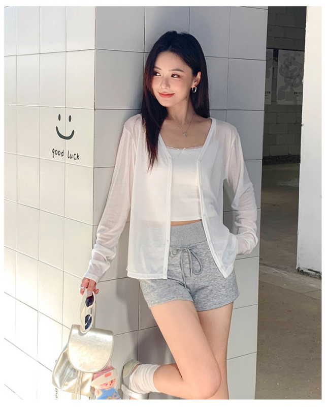 Női Lyocell (Tencel) és poliészter kardigán - laza szabású, UPF50+ napvédelem, háromgombos zár, 2025 tavasz