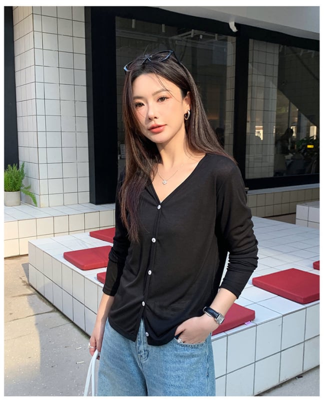 Női Lyocell (Tencel) és poliészter kardigán - laza szabású, UPF50+ napvédelem, háromgombos zár, 2025 tavasz