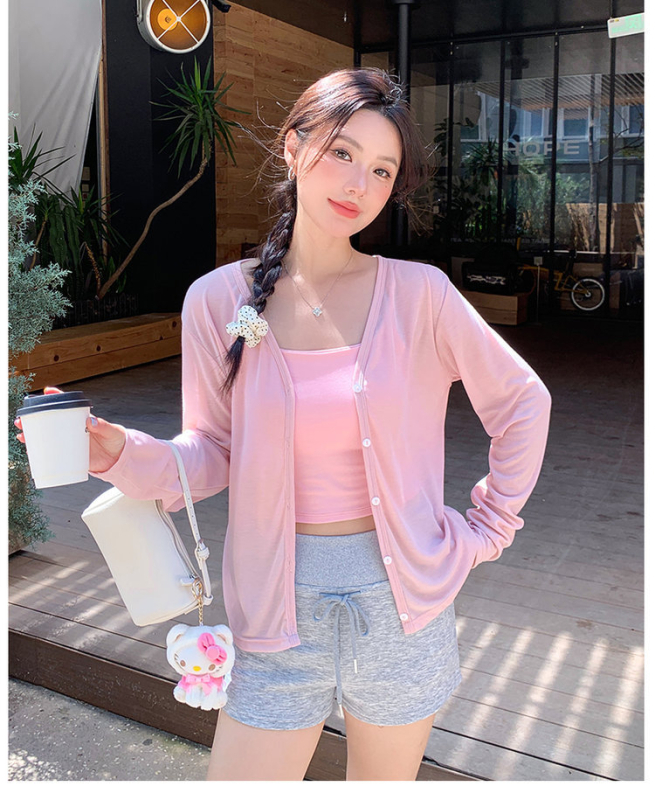 Női Lyocell (Tencel) és poliészter kardigán - laza szabású, UPF50+ napvédelem, háromgombos zár, 2025 tavasz