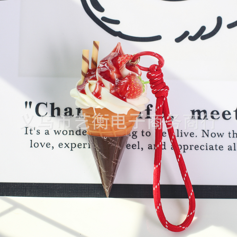 Kljucni lanac s pamukom, Ice Cream Pendant i Fruit Egg Tart Model, moderni umjetnički stil, neovisno pakiranje, BGL-GS