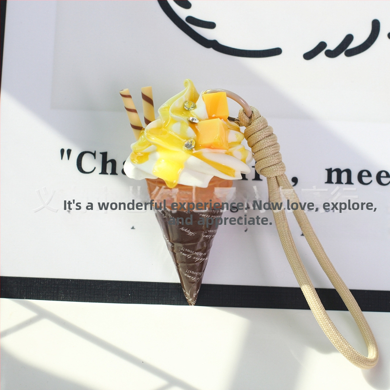 Kljucni lanac s pamukom, Ice Cream Pendant i Fruit Egg Tart Model, moderni umjetnički stil, neovisno pakiranje, BGL-GS