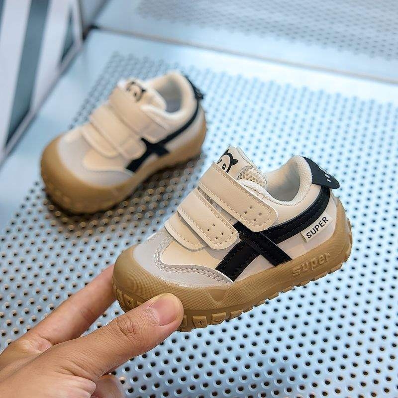 Cipelice za bebe za hodanje - protuklizne, niski gornji dio, sintetička koža, fleece podstava, blok boja, 12–36 mjeseci