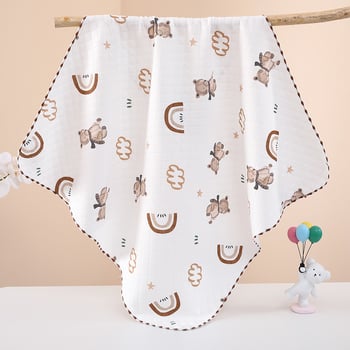 Baby objímajúci quilt s karikatúrnym štýlom, výplň z polyesteru, pletená bavlnená látka, leto, pre dieťa do 1 roka