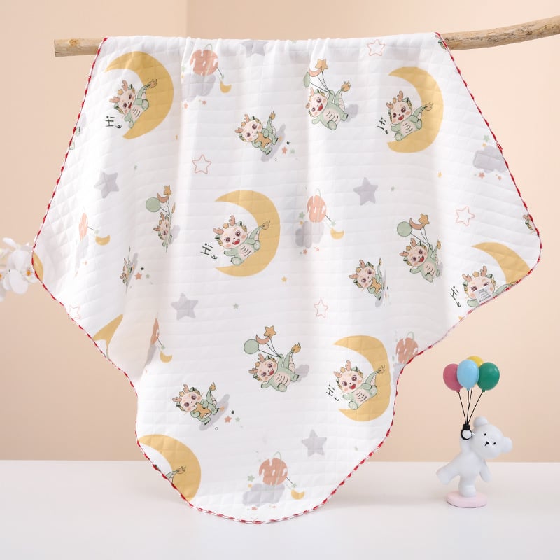 Baby objímajúci quilt s karikatúrnym štýlom, výplň z polyesteru, pletená bavlnená látka, leto, pre dieťa do 1 roka