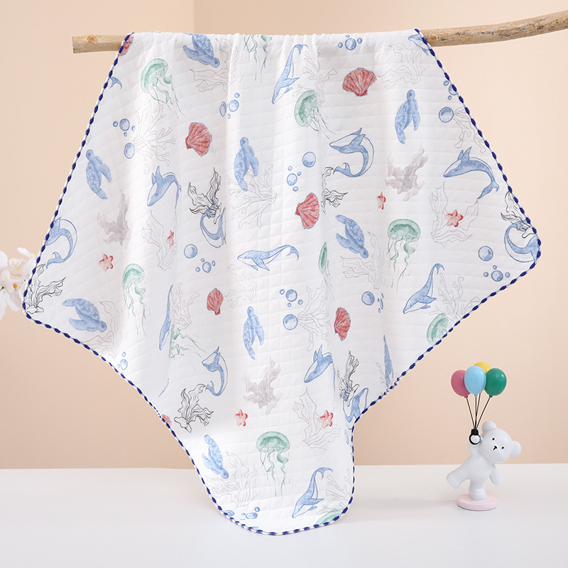 Baby objímajúci quilt s karikatúrnym štýlom, výplň z polyesteru, pletená bavlnená látka, leto, pre dieťa do 1 roka