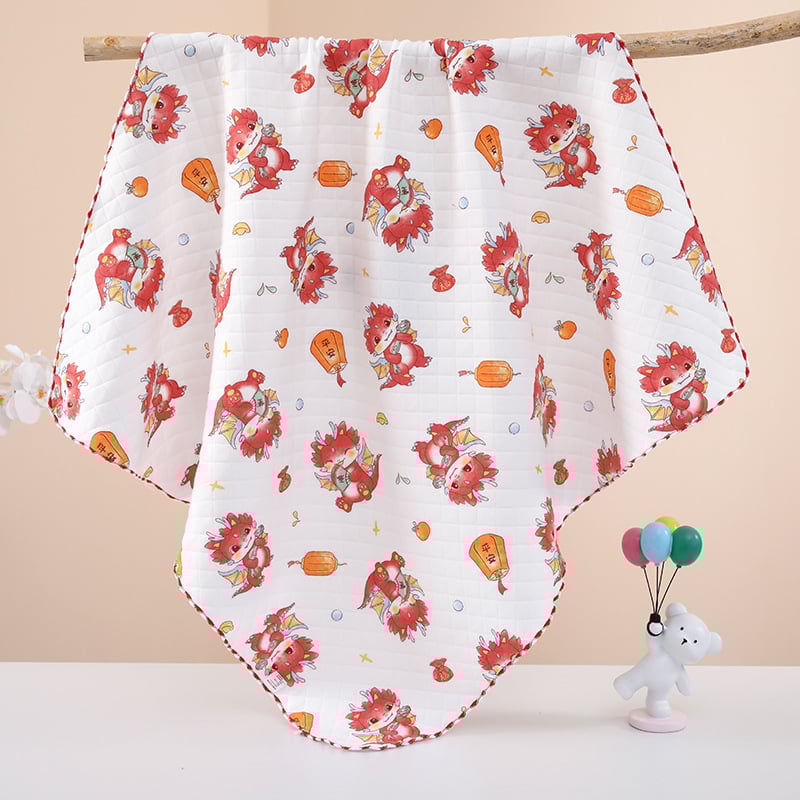 Baby objímajúci quilt s karikatúrnym štýlom, výplň z polyesteru, pletená bavlnená látka, leto, pre dieťa do 1 roka