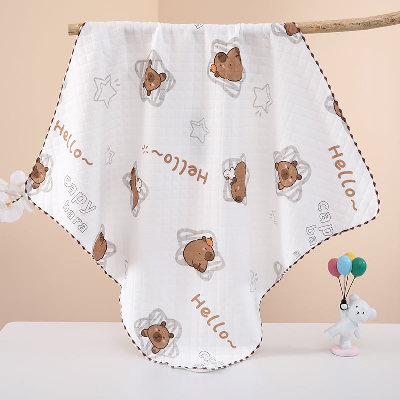 Baby objímajúci quilt s karikatúrnym štýlom, výplň z polyesteru, pletená bavlnená látka, leto, pre dieťa do 1 roka