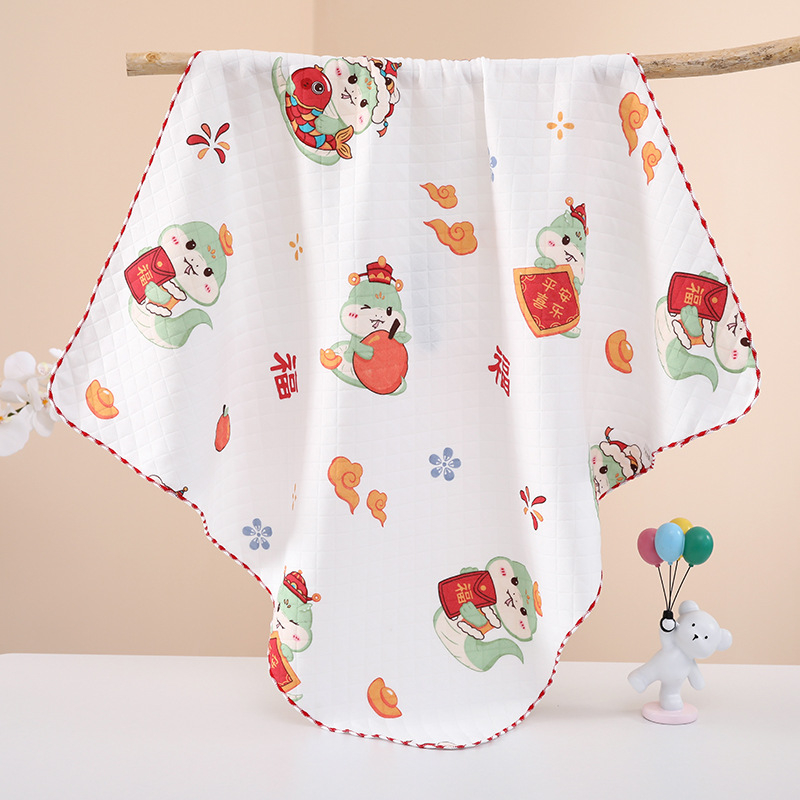 Baby objímajúci quilt s karikatúrnym štýlom, výplň z polyesteru, pletená bavlnená látka, leto, pre dieťa do 1 roka