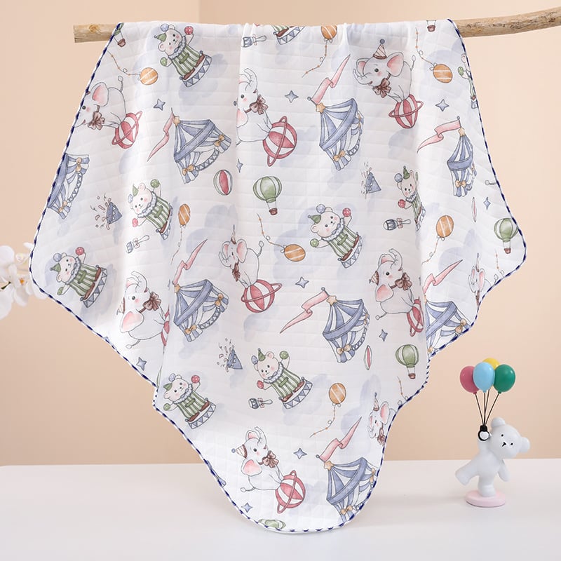 Baby objímajúci quilt s karikatúrnym štýlom, výplň z polyesteru, pletená bavlnená látka, leto, pre dieťa do 1 roka
