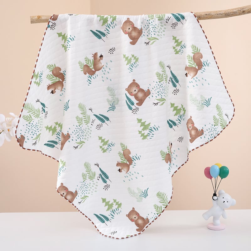 Baby objímajúci quilt s karikatúrnym štýlom, výplň z polyesteru, pletená bavlnená látka, leto, pre dieťa do 1 roka