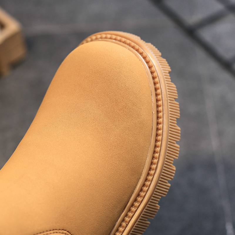 Lányoknak szóló bőrből készült bokacsizma oldalsó cipzárral, felső része valódi bőr, gumi talp, brit stílus, őszi 2025