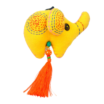 Elefántos kulcstartó, pamut anyag, rajzfilmszerű stílus, kiegészítők és charmok