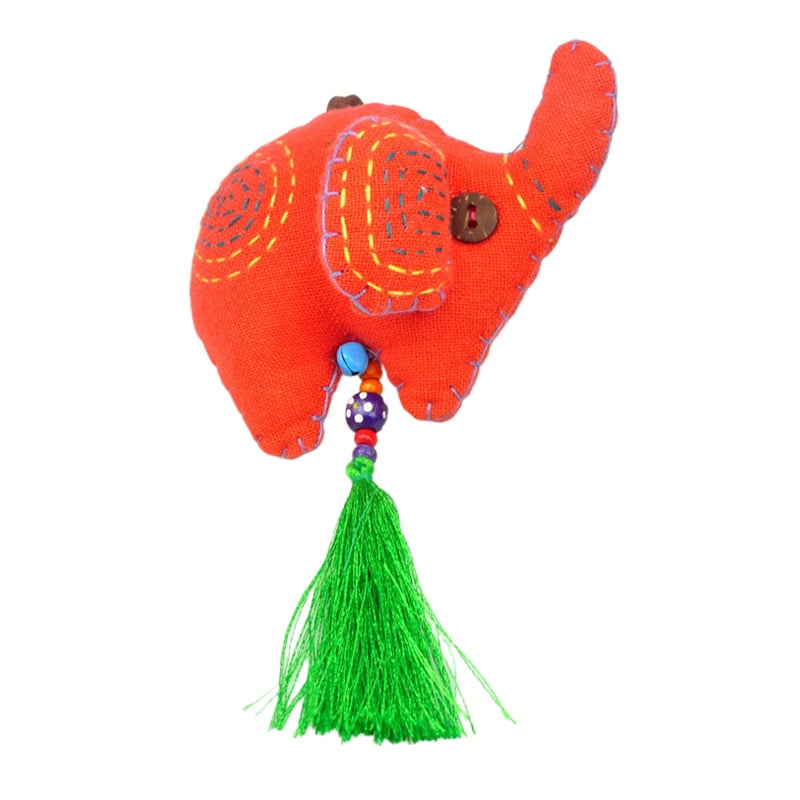 Elefántos kulcstartó, pamut anyag, rajzfilmszerű stílus, kiegészítők és charmok