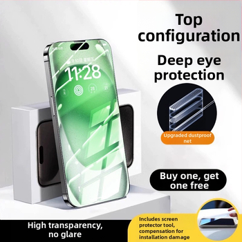 Protecție pentru ecran din sticlă temperată cu protecție AR pentru ochi, film frontal, calitate HD, compatibil cu iPhone 15 Pro Max, 16 Pro și 14 Plus