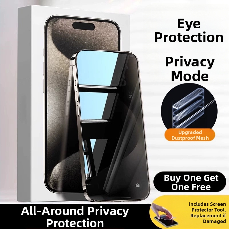 Protecție pentru ecran din sticlă temperată cu protecție AR pentru ochi, film frontal, calitate HD, compatibil cu iPhone 15 Pro Max, 16 Pro și 14 Plus