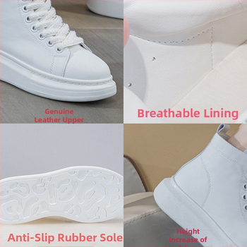 Ženske visoke kožne tenisice s debelim potplatom, gornji dio od prave kože, srednje visine, vezanje šnurkama, casual obuća
