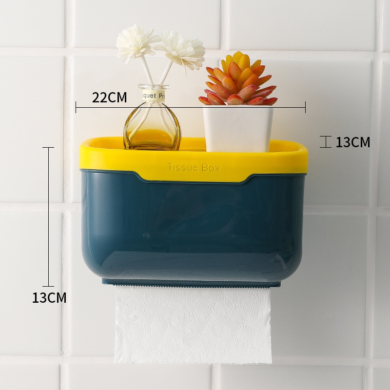 Zidni plastični dispenser papirnatih maramica, vodootporan i otporan na vlagu, bez bušenja, s mogućnošću zamjene papira, 50-komplet pakiranje