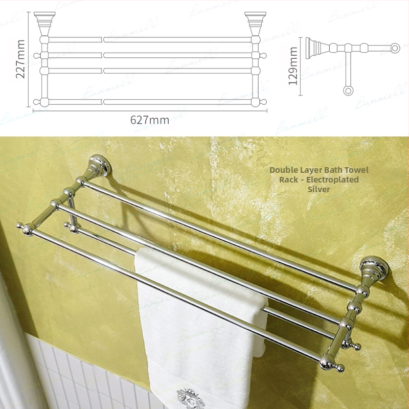 Francuski retro set kupaonskih metalnih dodataka: stalak za odlaganje, držač ručnika, kukice i držač za toaletni papir, bakreni materijal, CE certifikacija