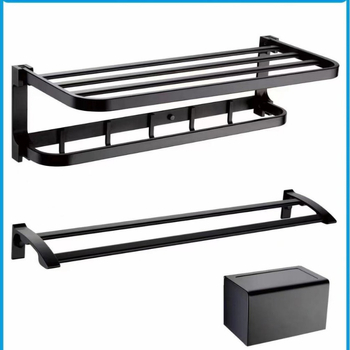 Set kupaonskih dodataka od aluminijske legure: zidni vješalica za ručnike, vodoravni držač, držač papira, kukice i držač četkice za zahod; pet komada, anodizirani površina, moderan minimalistički stil