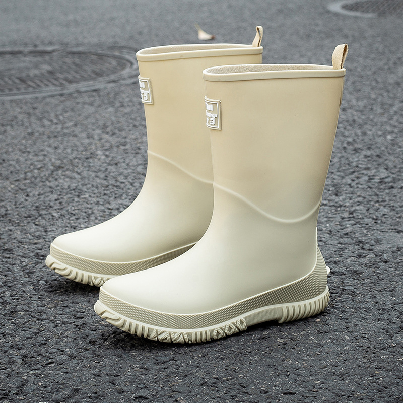 Ženske cipele za kišu od PVC-a, srednje visine, niski pet 1–3 cm, protuklizna podloga, jedne boje
