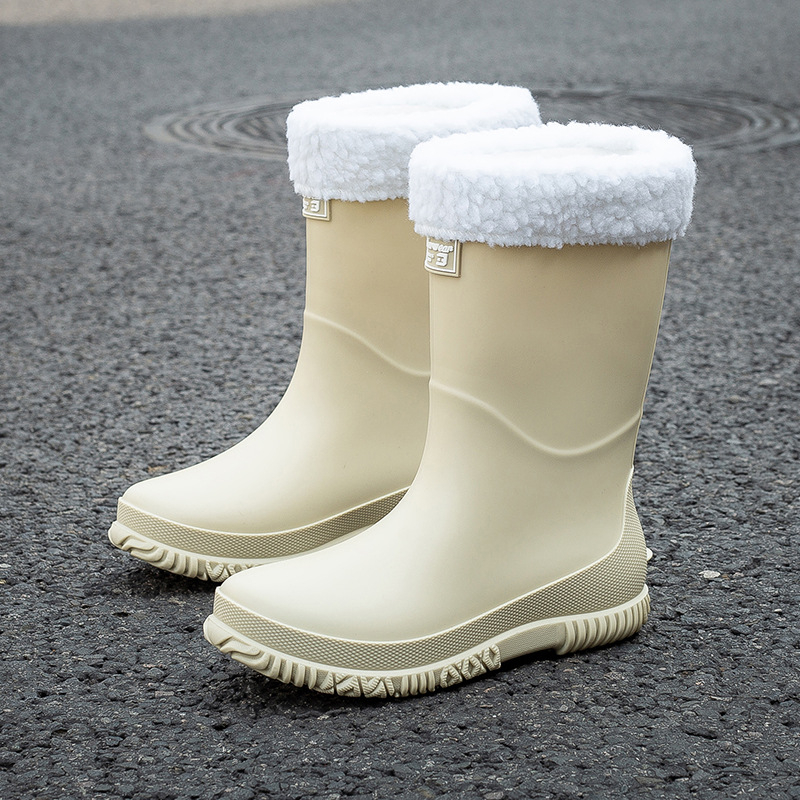 Ženske cipele za kišu od PVC-a, srednje visine, niski pet 1–3 cm, protuklizna podloga, jedne boje