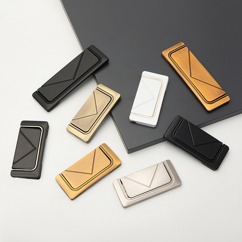 Skrivena plosnata ručka za ormariće, model 1218, cinkova legura, elektroplakiranje, za vrata ormarića, garderobu i ladice