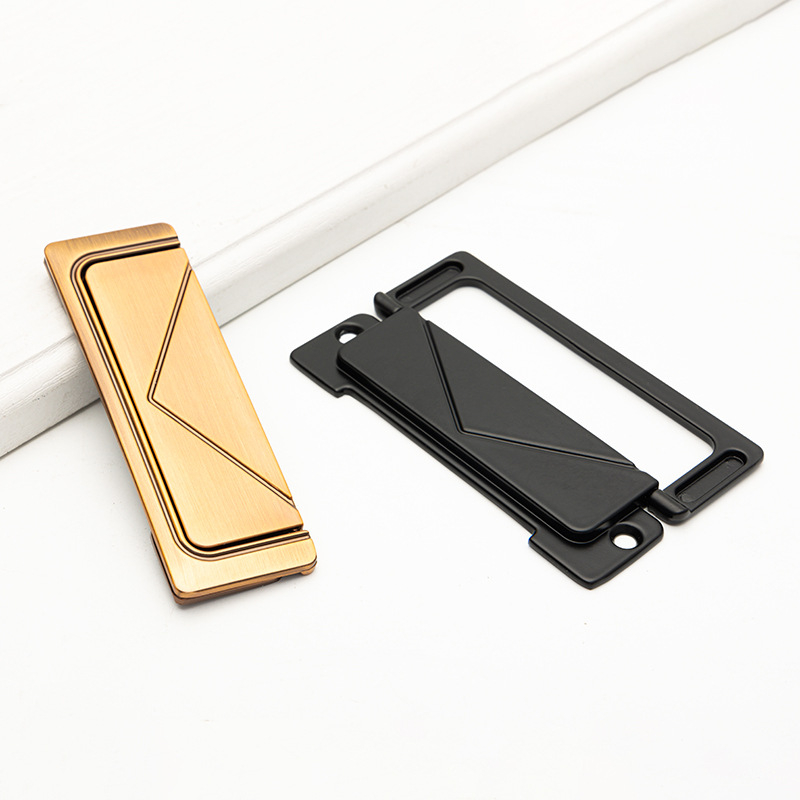 Skrivena plosnata ručka za ormariće, model 1218, cinkova legura, elektroplakiranje, za vrata ormarića, garderobu i ladice