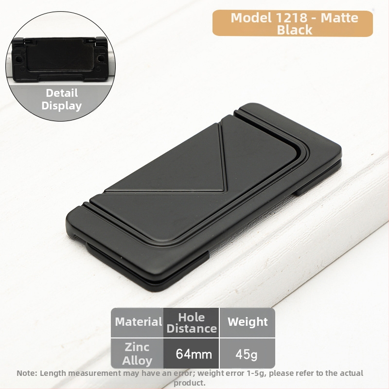 Skrivena plosnata ručka za ormariće, model 1218, cinkova legura, elektroplakiranje, za vrata ormarića, garderobu i ladice