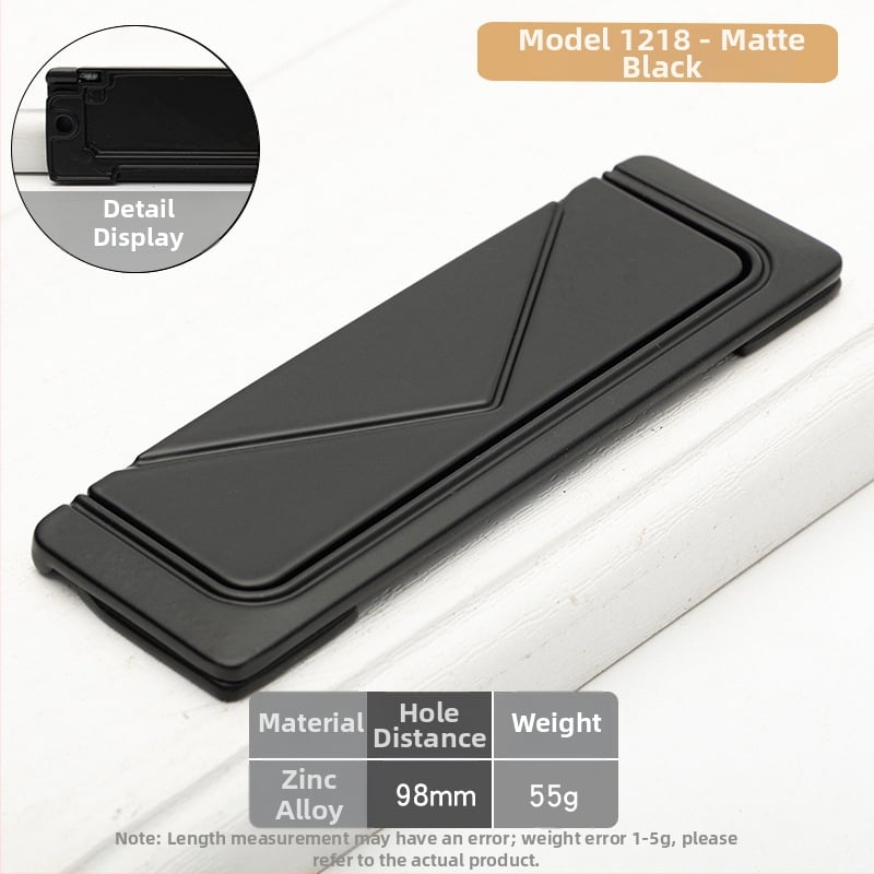 Skrivena plosnata ručka za ormariće, model 1218, cinkova legura, elektroplakiranje, za vrata ormarića, garderobu i ladice