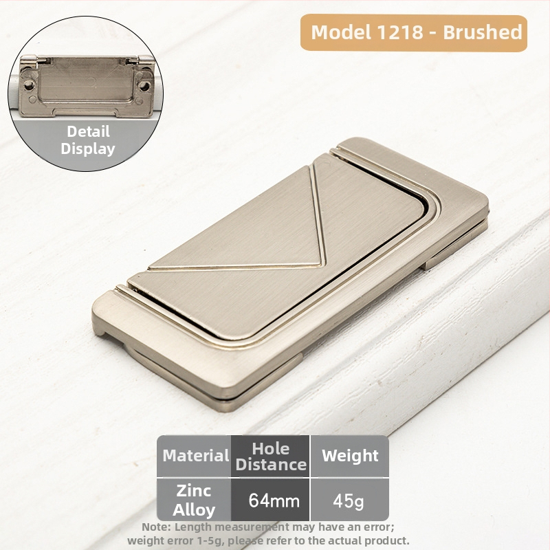 Skrivena plosnata ručka za ormariće, model 1218, cinkova legura, elektroplakiranje, za vrata ormarića, garderobu i ladice