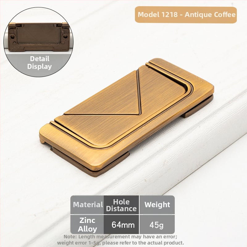 Skrivena plosnata ručka za ormariće, model 1218, cinkova legura, elektroplakiranje, za vrata ormarića, garderobu i ladice