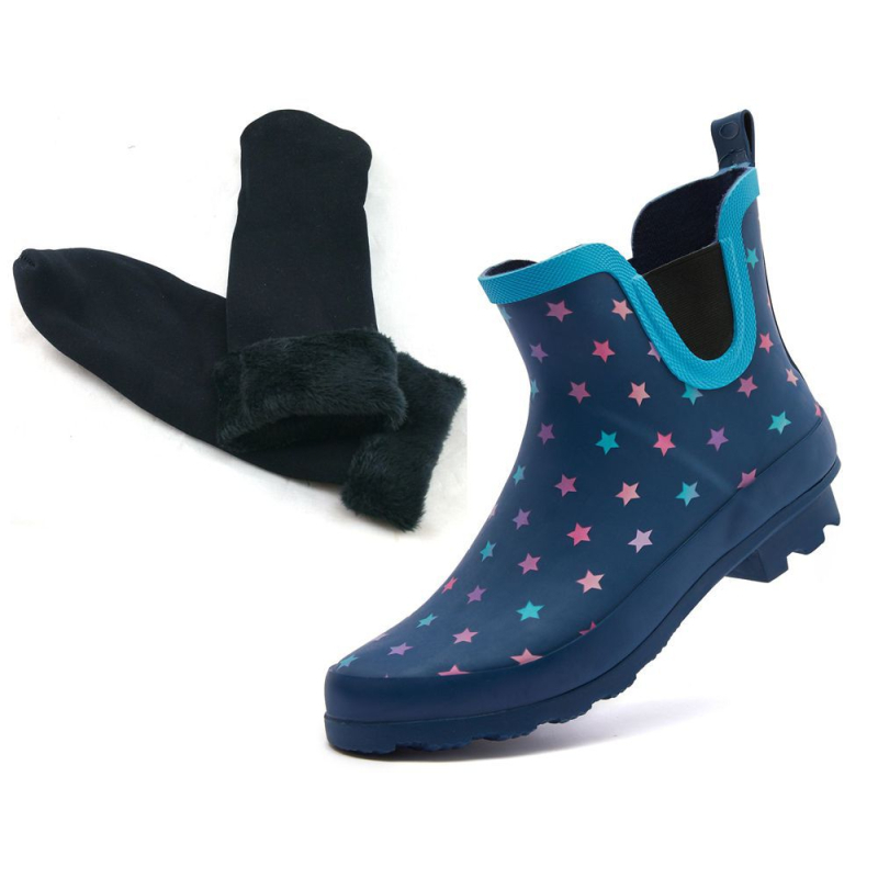 Ghete de ploaie impermeabile pentru femei, cu model floral, slip-on, cauciuc natural, toamnă-iarnă